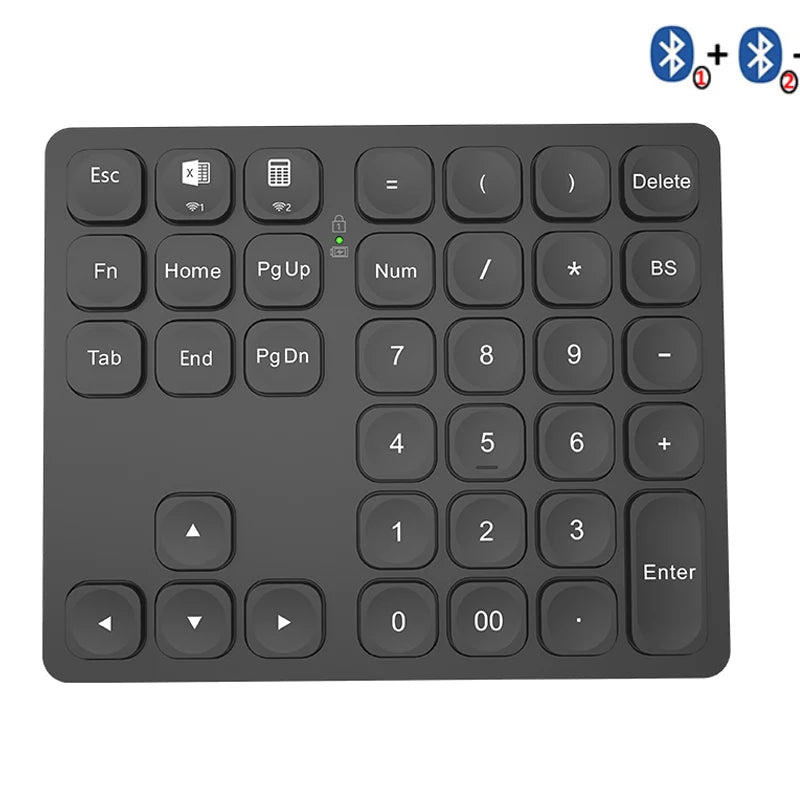 BOW Dual Bluetooth Numeric Keyboard Rechargeable Wireless Number Numpad for iPad Laptop Windows ios Slinet Digital Keyboard