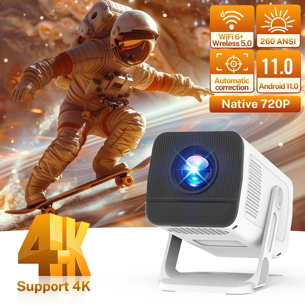 LynCast X1AQ Projector Built in 5W Speaker 1280*720P Android 11  4K 400ANSI Wifi6 BT5.2 Outdoor Portable Projector Home Cinema