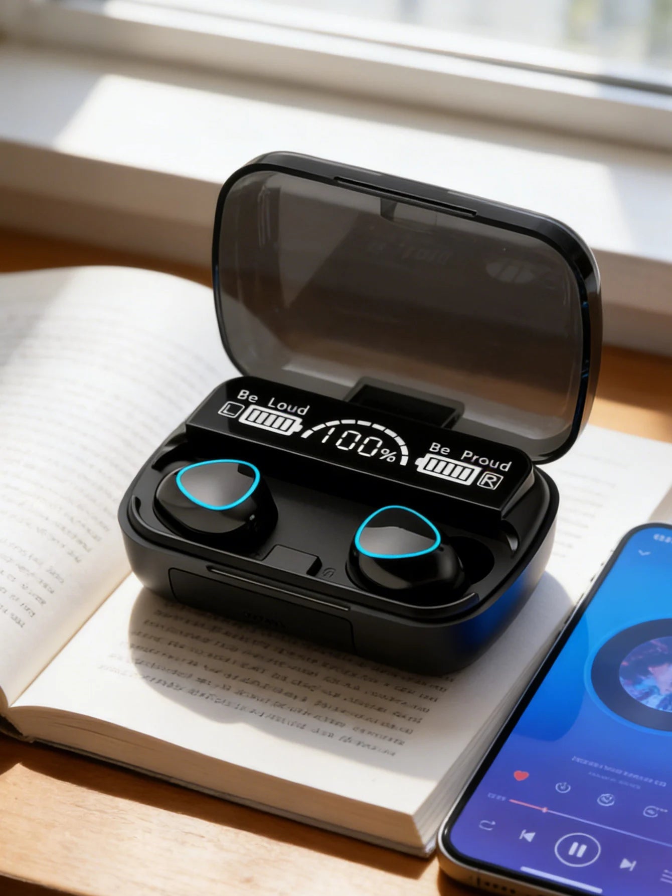 M10 wireless Bluetooth headphones, in-ear headphones, low latency and long battery life, battery level display