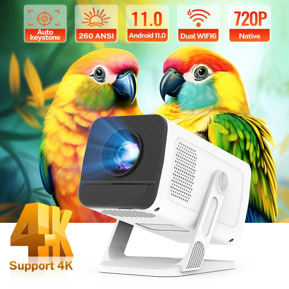 LYNCAST X1AQ mini projector Bluetooth portable 720P, supports 180 degree rotation Android 11 Bluetooth 5.0 suitable for outdoor