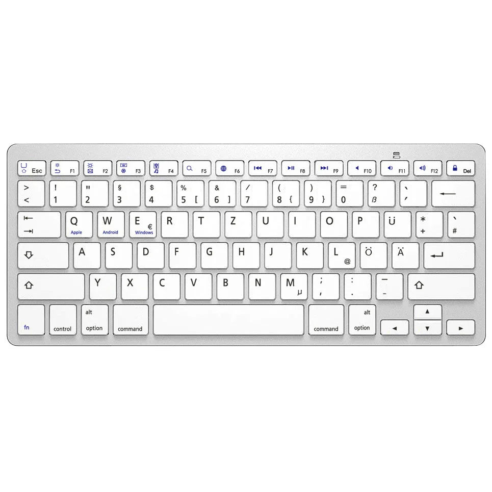 German QWERTZ Layout Bluetooth Keyboard for iPad iPhone iOS Android Windows Portable Wireless Tablet and Mobile Phone Keyboard